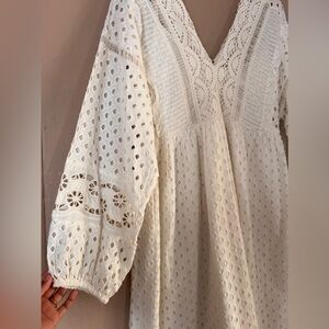 Anthropologie Forever That Girl Eyelet Long Sleeve Dress